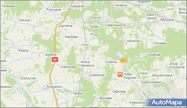 mapa Iłówiec gmina Mińsk Mazowiecki, Iłówiec gmina Mińsk Mazowiecki na mapie Targeo