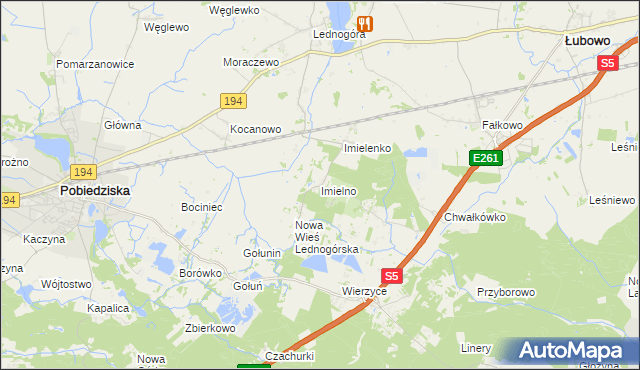 mapa Imielno gmina Łubowo, Imielno gmina Łubowo na mapie Targeo