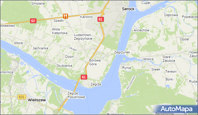 mapa Jadwisin gmina Serock, Jadwisin gmina Serock na mapie Targeo