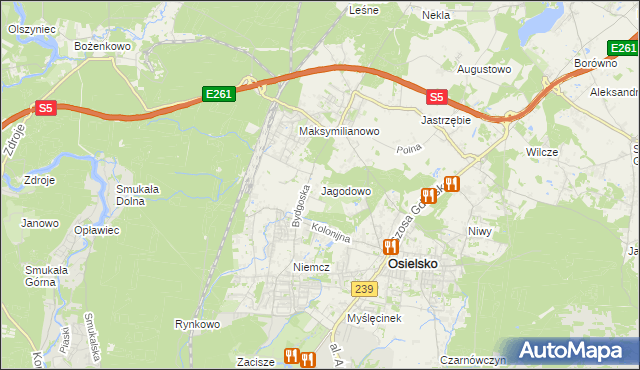 mapa Jagodowo, Jagodowo na mapie Targeo