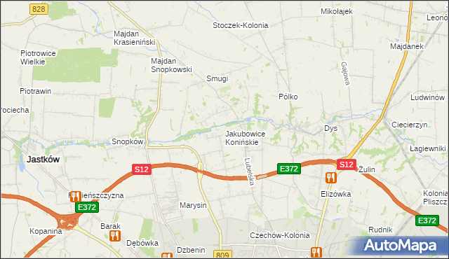 mapa Jakubowice Konińskie, Jakubowice Konińskie na mapie Targeo