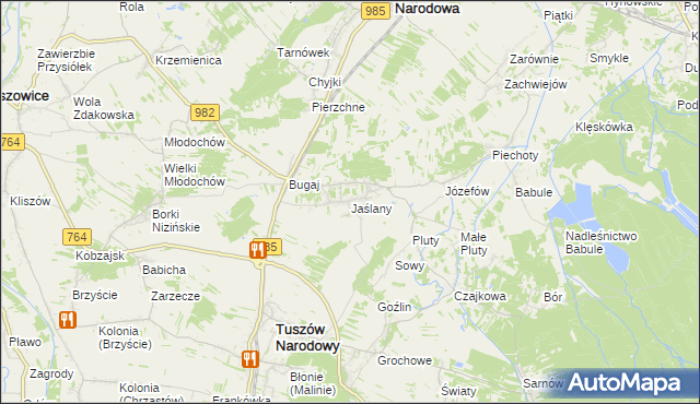 mapa Jaślany, Jaślany na mapie Targeo