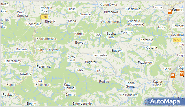 mapa Jastrzębia gmina Ciężkowice, Jastrzębia gmina Ciężkowice na mapie Targeo