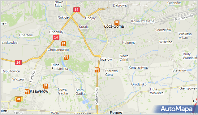 mapa Józefów gmina Łódź, Józefów gmina Łódź na mapie Targeo