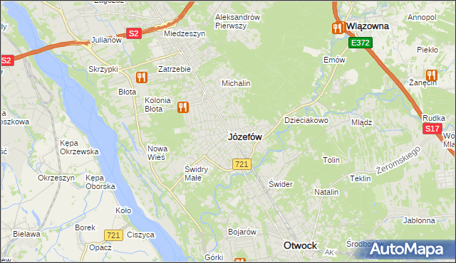 mapa Józefów powiat otwocki, Józefów powiat otwocki na mapie Targeo