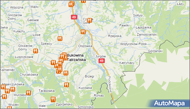 mapa Jurgów, Jurgów na mapie Targeo