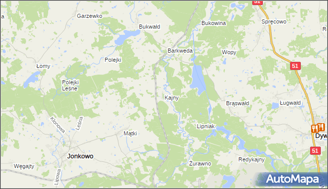 mapa Kajny, Kajny na mapie Targeo