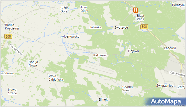 mapa Kąkolewo gmina Grodzisk Wielkopolski, Kąkolewo gmina Grodzisk Wielkopolski na mapie Targeo