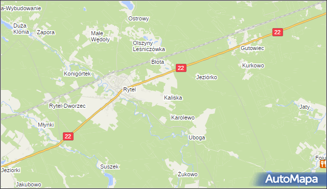 mapa Kaliska gmina Czersk, Kaliska gmina Czersk na mapie Targeo