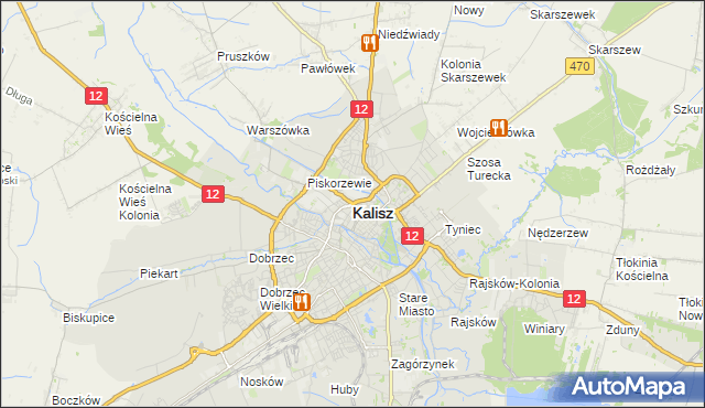 mapa Kalisza, Kalisz na mapie Targeo