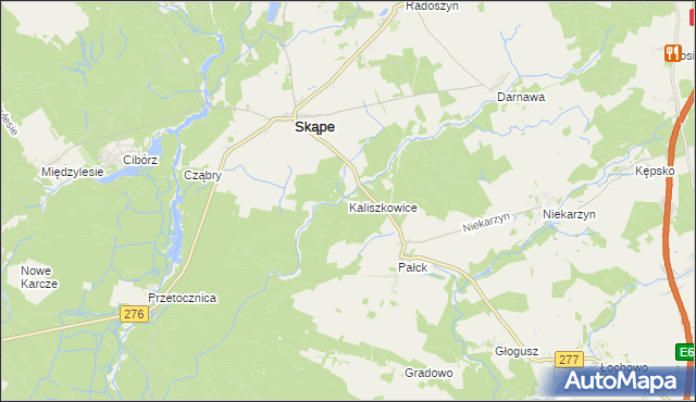 mapa Kaliszkowice gmina Skąpe, Kaliszkowice gmina Skąpe na mapie Targeo