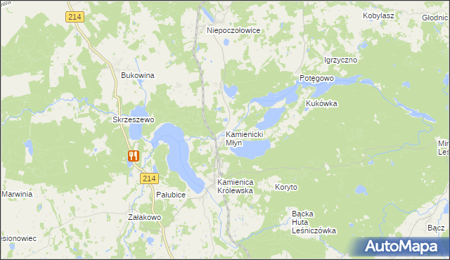 mapa Kamienicki Młyn, Kamienicki Młyn na mapie Targeo