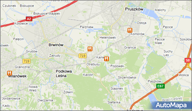 mapa Kanie gmina Brwinów, Kanie gmina Brwinów na mapie Targeo