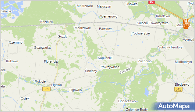 mapa Kapuśniki, Kapuśniki na mapie Targeo