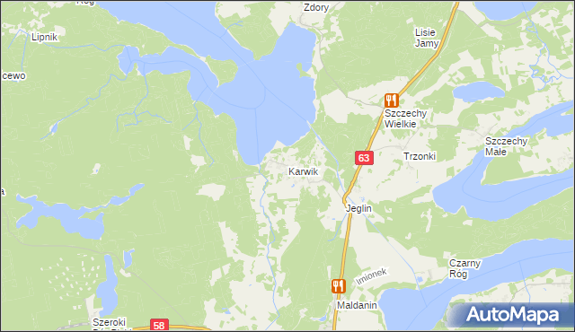 mapa Karwik, Karwik na mapie Targeo