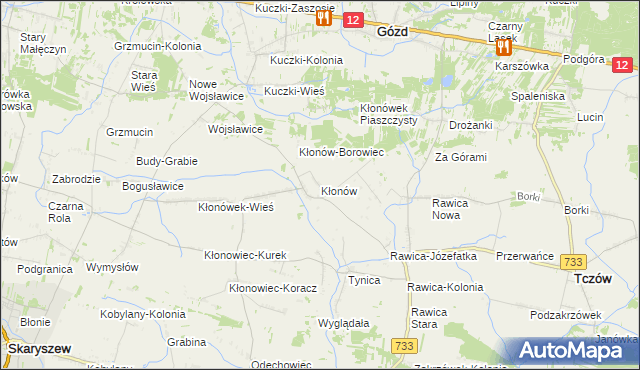 mapa Kłonów, Kłonów na mapie Targeo