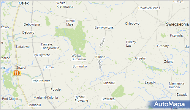 mapa Kłuśno, Kłuśno na mapie Targeo
