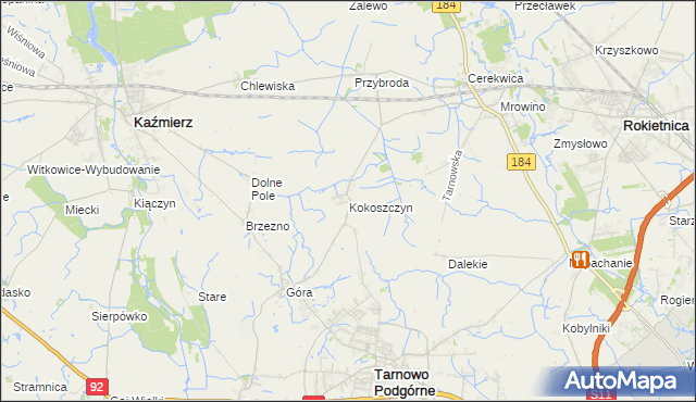 mapa Kokoszczyn gmina Tarnowo Podgórne, Kokoszczyn gmina Tarnowo Podgórne na mapie Targeo