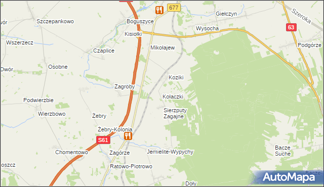 mapa Kołaczki, Kołaczki na mapie Targeo