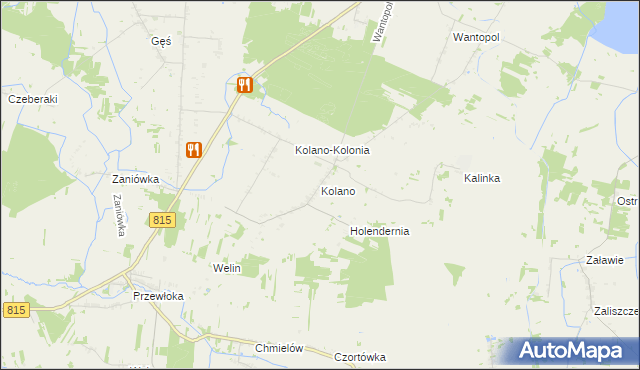 mapa Kolano gmina Jabłoń, Kolano gmina Jabłoń na mapie Targeo