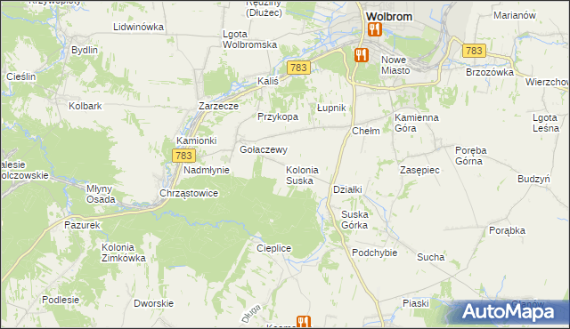 mapa Kolonia Suska, Kolonia Suska na mapie Targeo