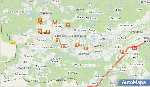 mapa Koniaków, Koniaków na mapie Targeo