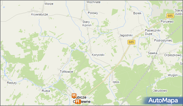 mapa Koryciski, Koryciski na mapie Targeo