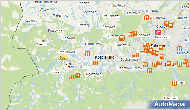 mapa Kościelisko, Kościelisko na mapie Targeo