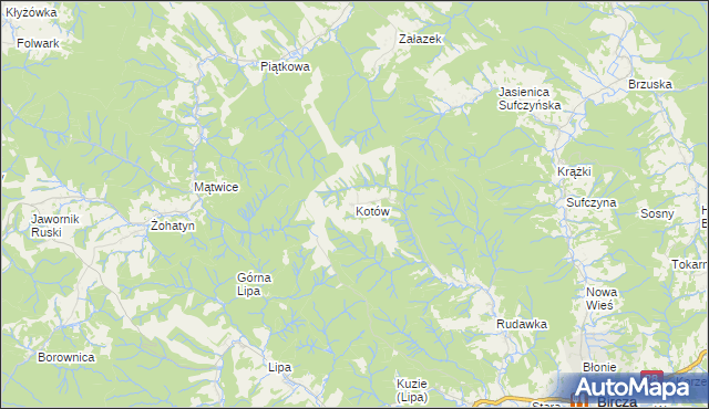 mapa Kotów gmina Bircza, Kotów gmina Bircza na mapie Targeo