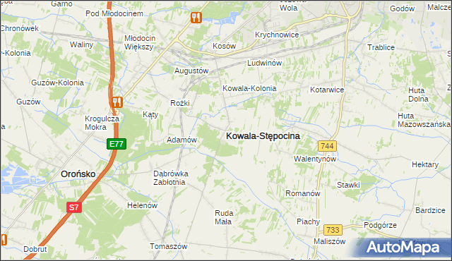 mapa Kowala-Stępocina, Kowala-Stępocina na mapie Targeo