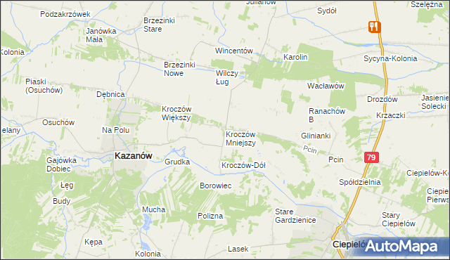 mapa Kroczów Mniejszy, Kroczów Mniejszy na mapie Targeo
