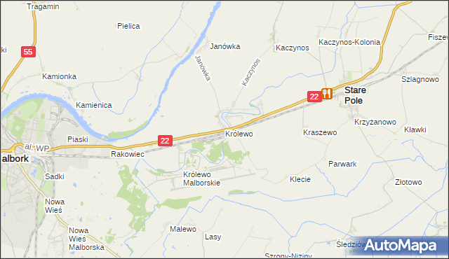 mapa Królewo gmina Stare Pole, Królewo gmina Stare Pole na mapie Targeo