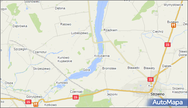 mapa Krzyżanna, Krzyżanna na mapie Targeo