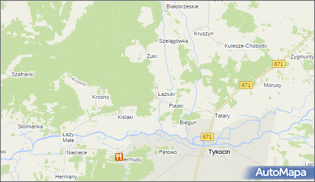 mapa Łaziuki, Łaziuki na mapie Targeo