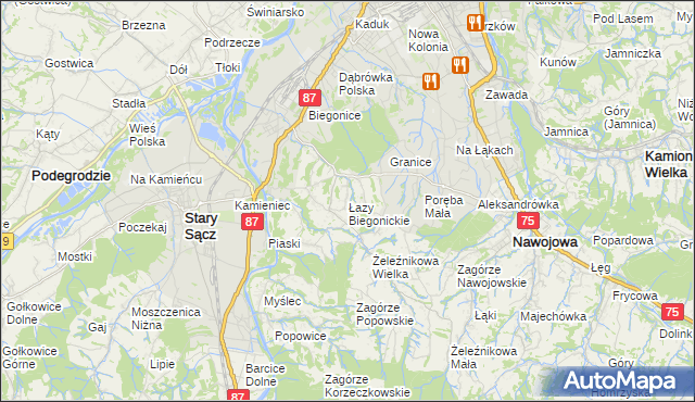 mapa Łazy Biegonickie, Łazy Biegonickie na mapie Targeo
