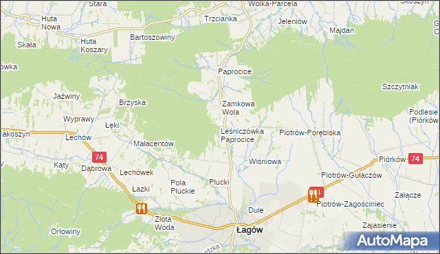 mapa Leśniczówka Paprocice, Leśniczówka Paprocice na mapie Targeo