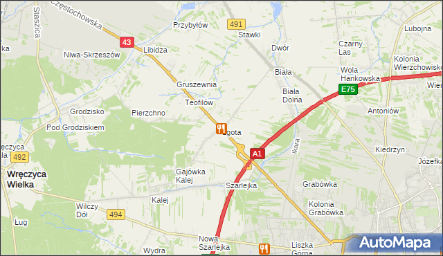 mapa Lgota gmina Kłobuck, Lgota gmina Kłobuck na mapie Targeo