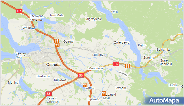 mapa Lubajny, Lubajny na mapie Targeo