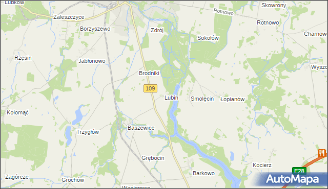 mapa Lubin gmina Gryfice, Lubin gmina Gryfice na mapie Targeo