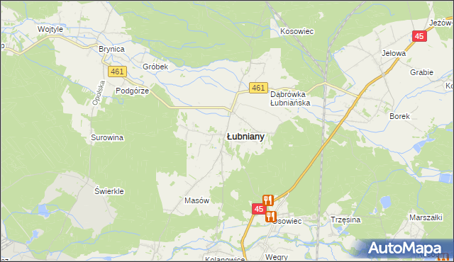 mapa Łubniany, Łubniany na mapie Targeo