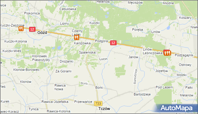 mapa Lucin gmina Tczów, Lucin gmina Tczów na mapie Targeo