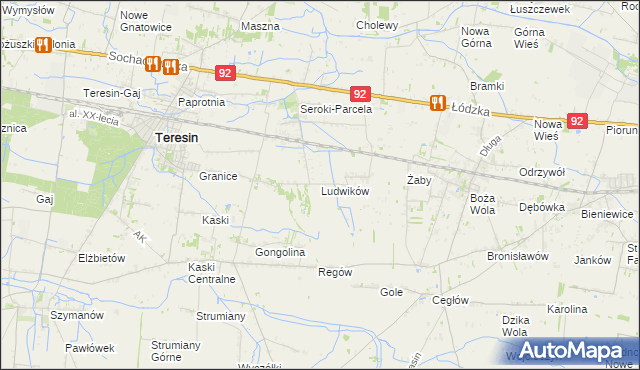 mapa Ludwików gmina Teresin, Ludwików gmina Teresin na mapie Targeo