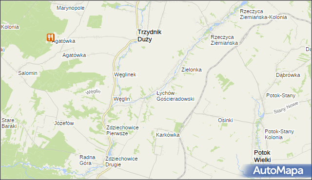 mapa Łychów Gościeradowski, Łychów Gościeradowski na mapie Targeo