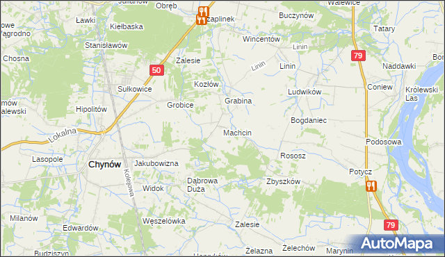 mapa Machcin gmina Chynów, Machcin gmina Chynów na mapie Targeo