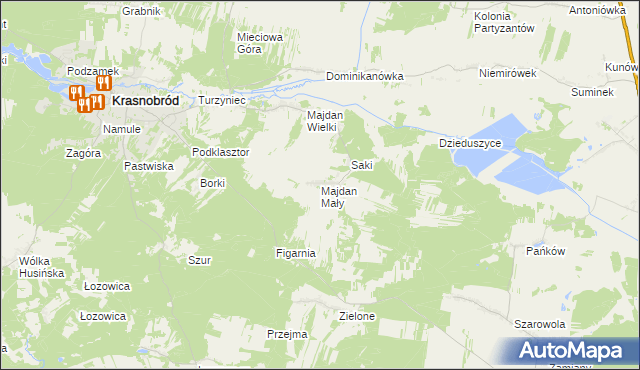 mapa Majdan Mały, Majdan Mały na mapie Targeo