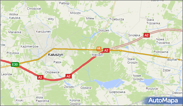 mapa Marysin gmina Kałuszyn, Marysin gmina Kałuszyn na mapie Targeo