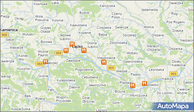 mapa Maszkowice gmina Łącko, Maszkowice gmina Łącko na mapie Targeo