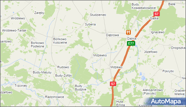 mapa Mdzewko, Mdzewko na mapie Targeo