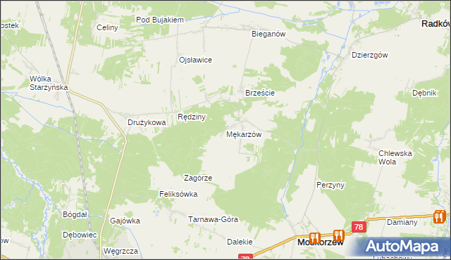 mapa Mękarzów, Mękarzów na mapie Targeo