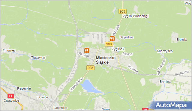 mapa Miasteczko Śląskie, Miasteczko Śląskie na mapie Targeo